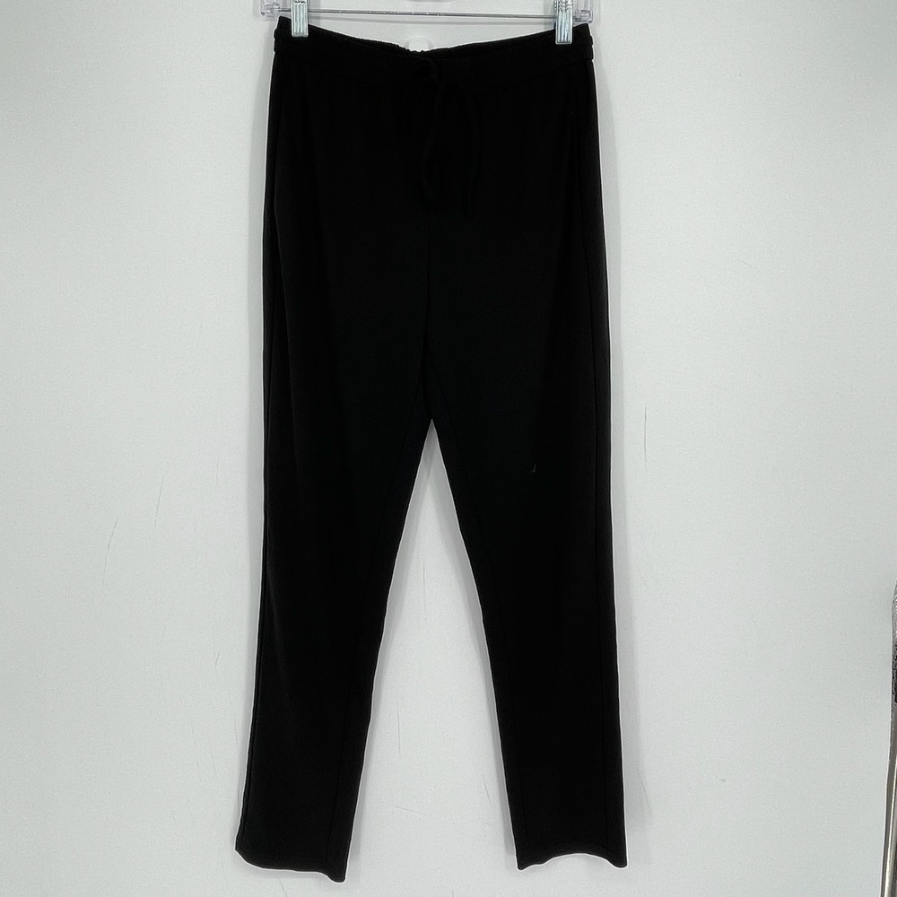 DKNYC Women's Black Drawstring Elastic Waist Straight Leg Trouser Pants Size S
